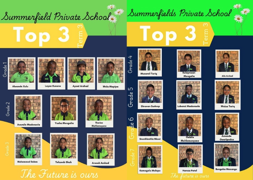 Summerfield Private School Announces Term 3 Top Achievers